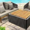 Julia Teak and Textilene Outdoor Loveseat - Image 2
