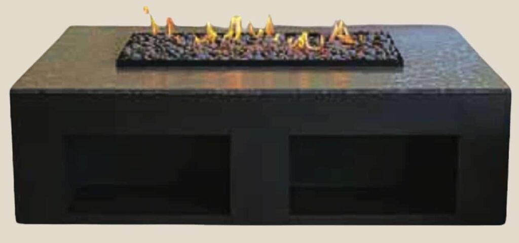 Deco Listo 180x120-Black-Fire-Table-with-Stone-Top-and-Two-Storage-Bays-Large