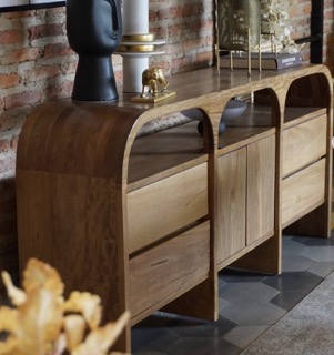 Deco Listo Rosa Morada Credenza with Arched Cabinets