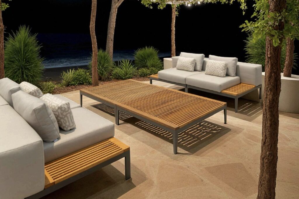 Deco Listo Tapas Style Lounge Set of Teak and High Durability Sunbrella Fabric