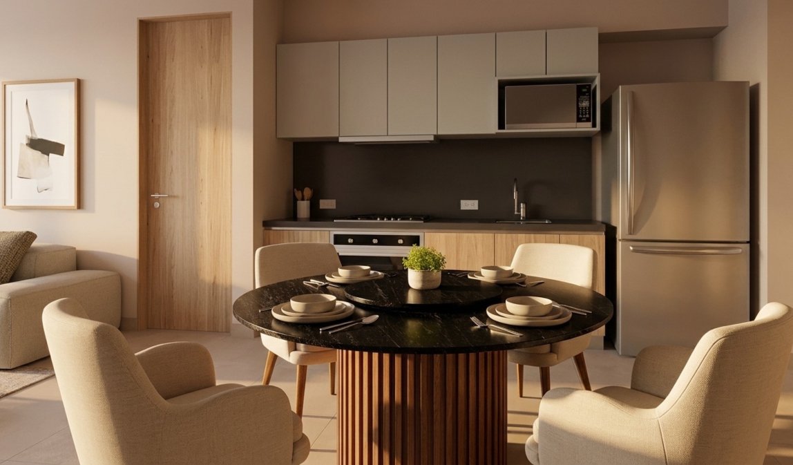 Sample dining room curated and delivered by Deco Listo at Monte Rocella, Cabo San Lucas